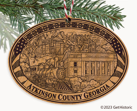 Atkinson County Georgia Engraved Natural Ornament