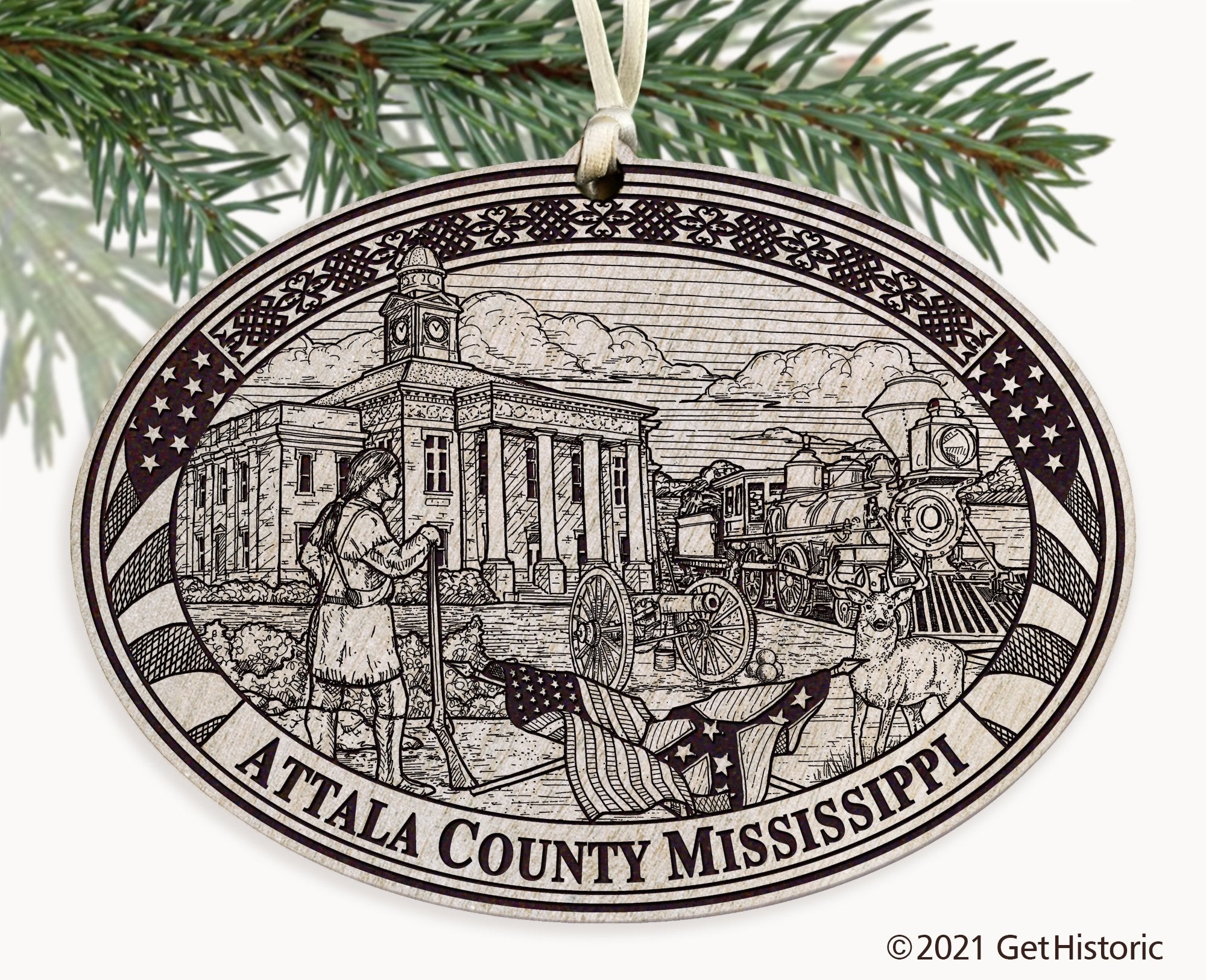 Attala County Mississippi Engraved Ornament