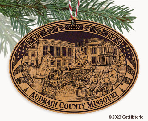 Audrain County Missouri Engraved Natural Ornament