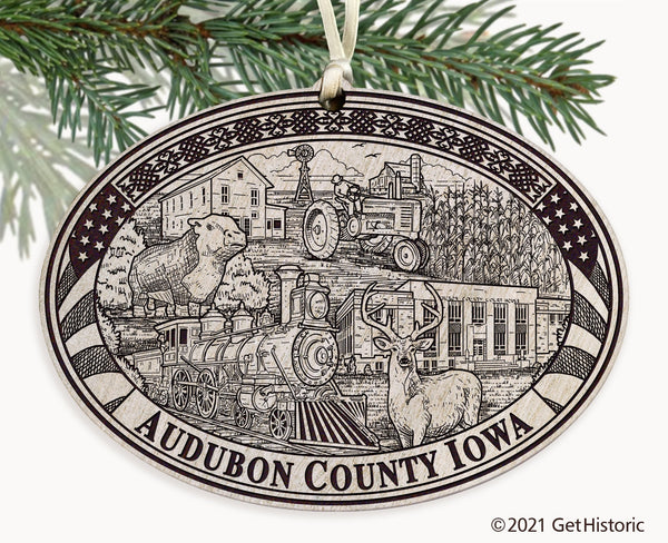 Audubon County Iowa Engraved Ornament