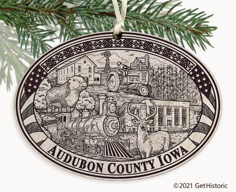 Audubon County Iowa Engraved Ornament