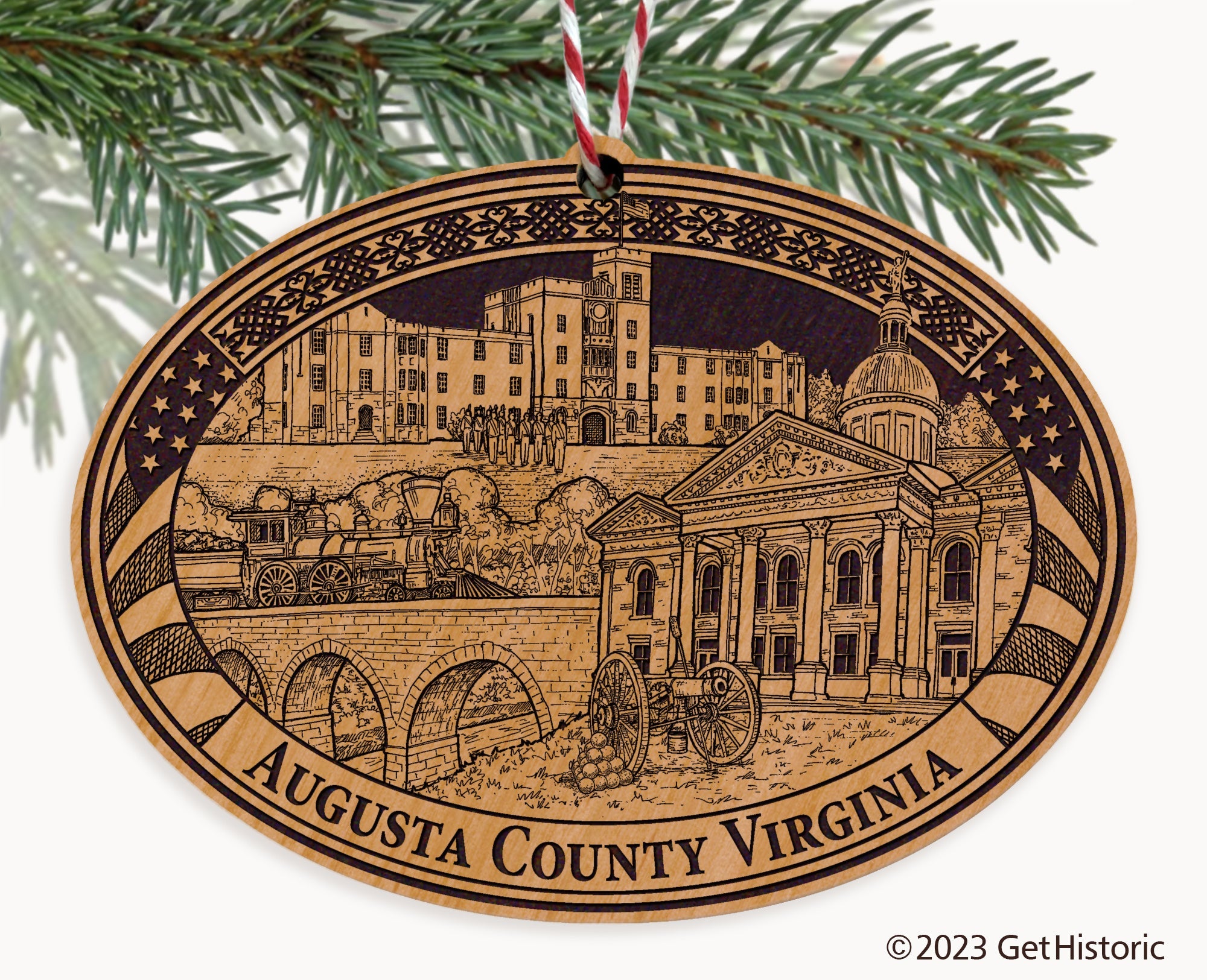 Augusta County Virginia Engraved Natural Ornament