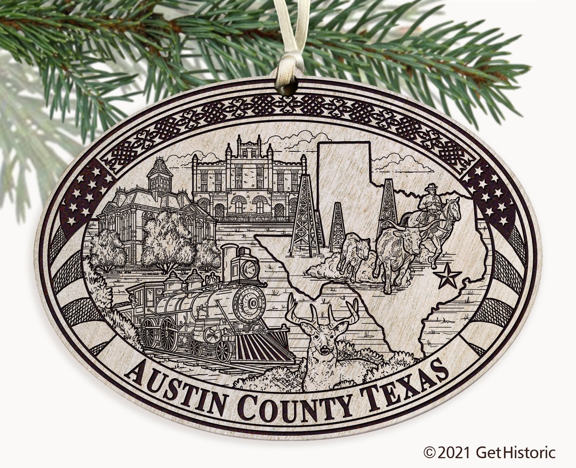 Austin County Texas Engraved Ornament