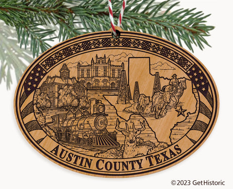 Austin County Texas Engraved Natural Ornament