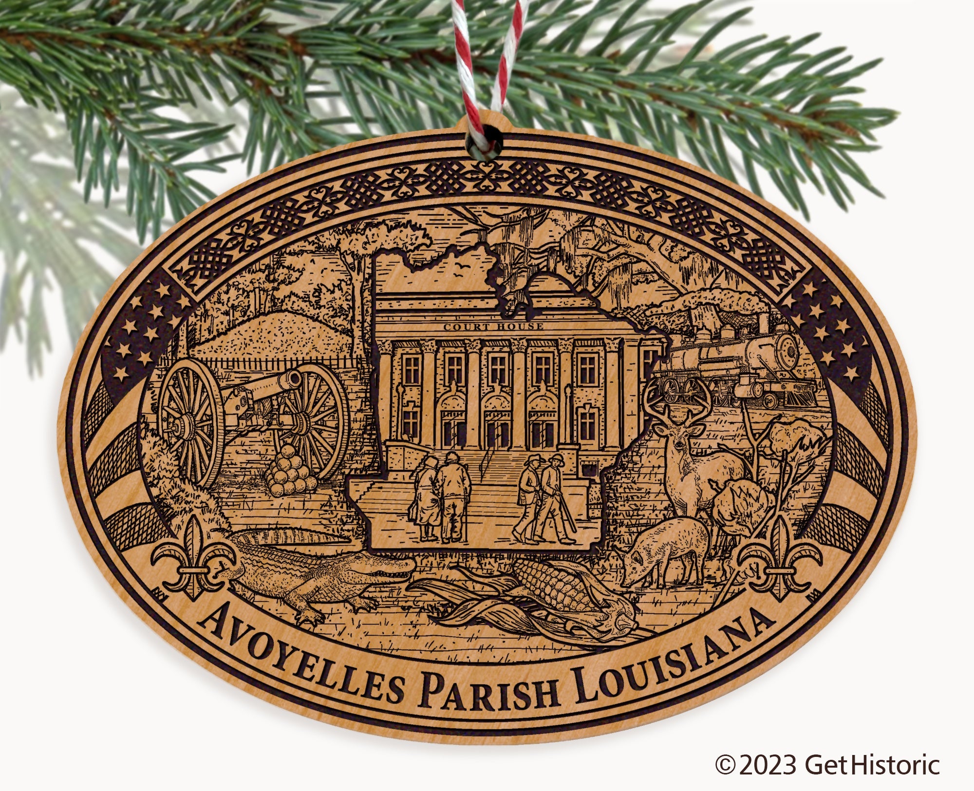 Avoyelles Parish Louisiana Engraved Natural Ornament
