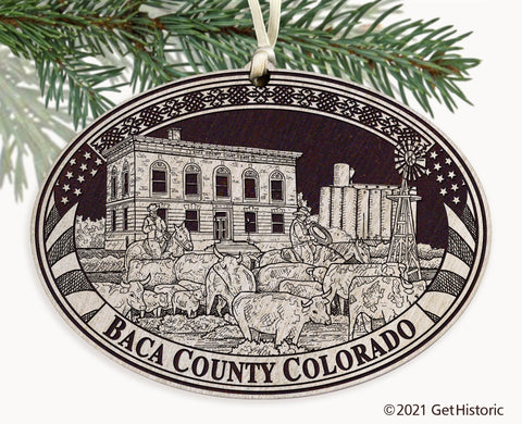 Baca County Colorado Engraved Ornament