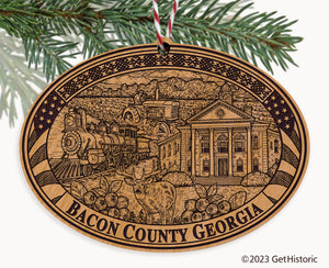 Bacon County Georgia Engraved Natural Ornament