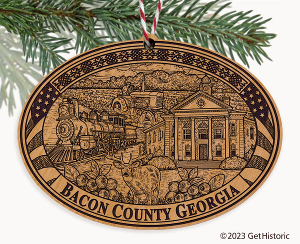Bacon County Georgia Engraved Natural Ornament