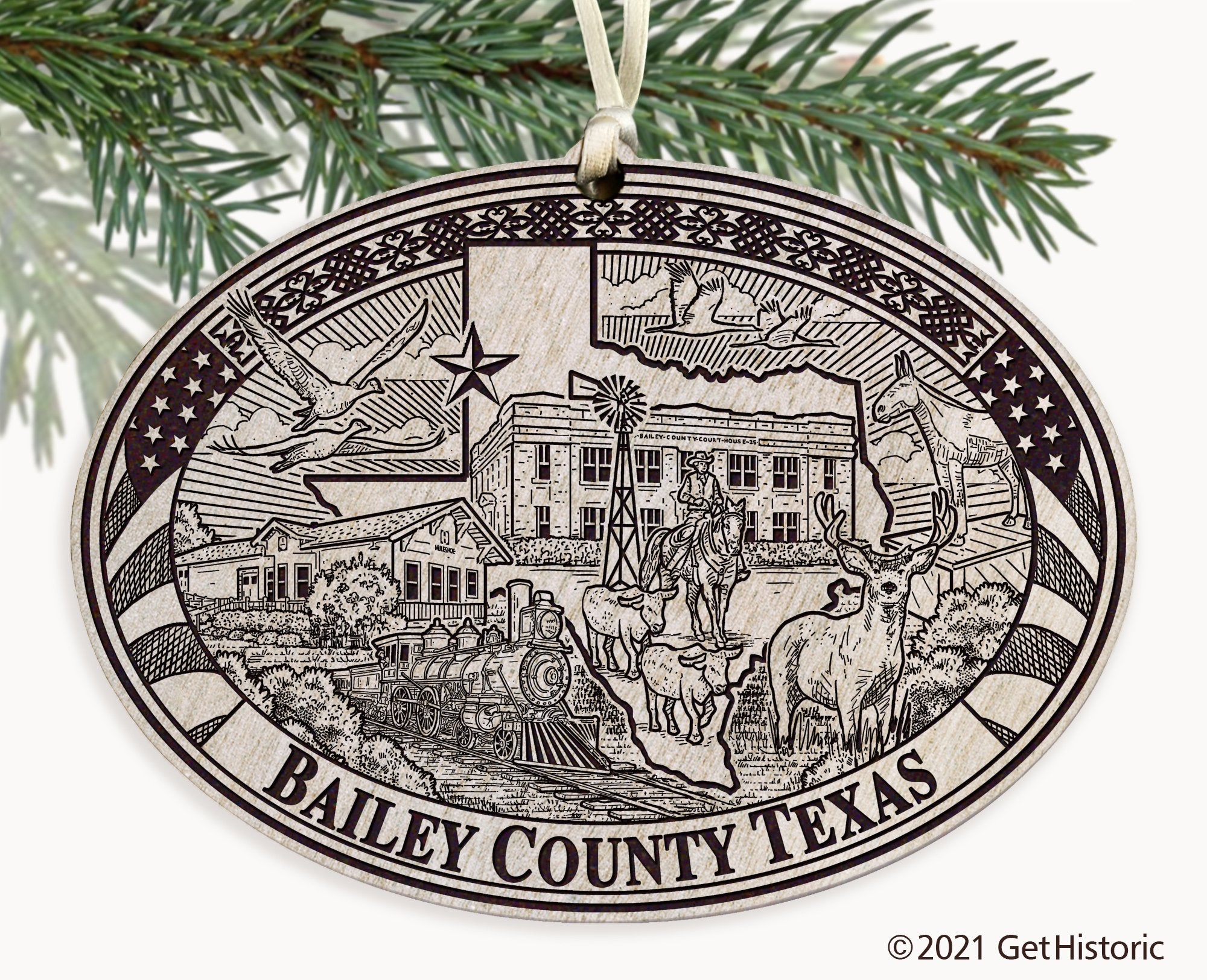 Bailey County Texas Engraved Ornament