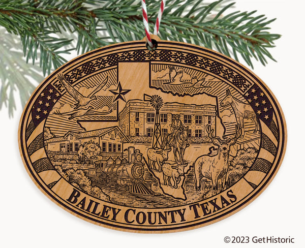 Bailey County Texas Engraved Natural Ornament