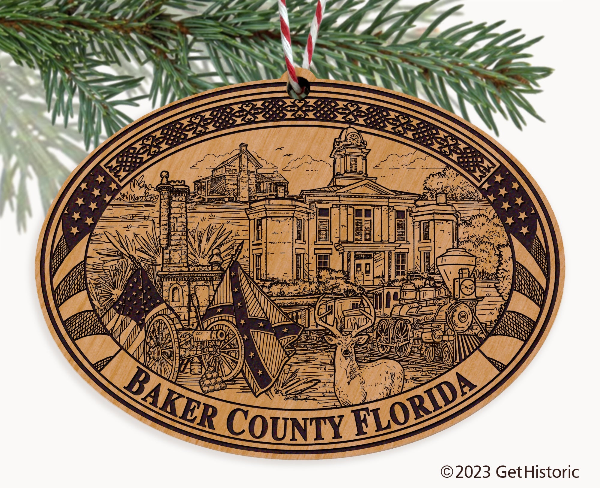 Baker County Florida Engraved Natural Ornament