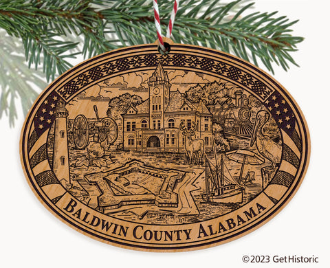 Baldwin County Alabama Engraved Natural Ornament