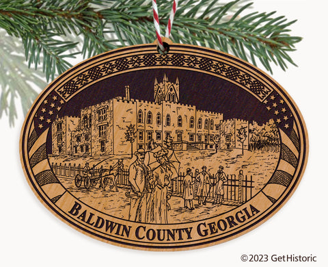 Baldwin County Georgia Engraved Natural Ornament