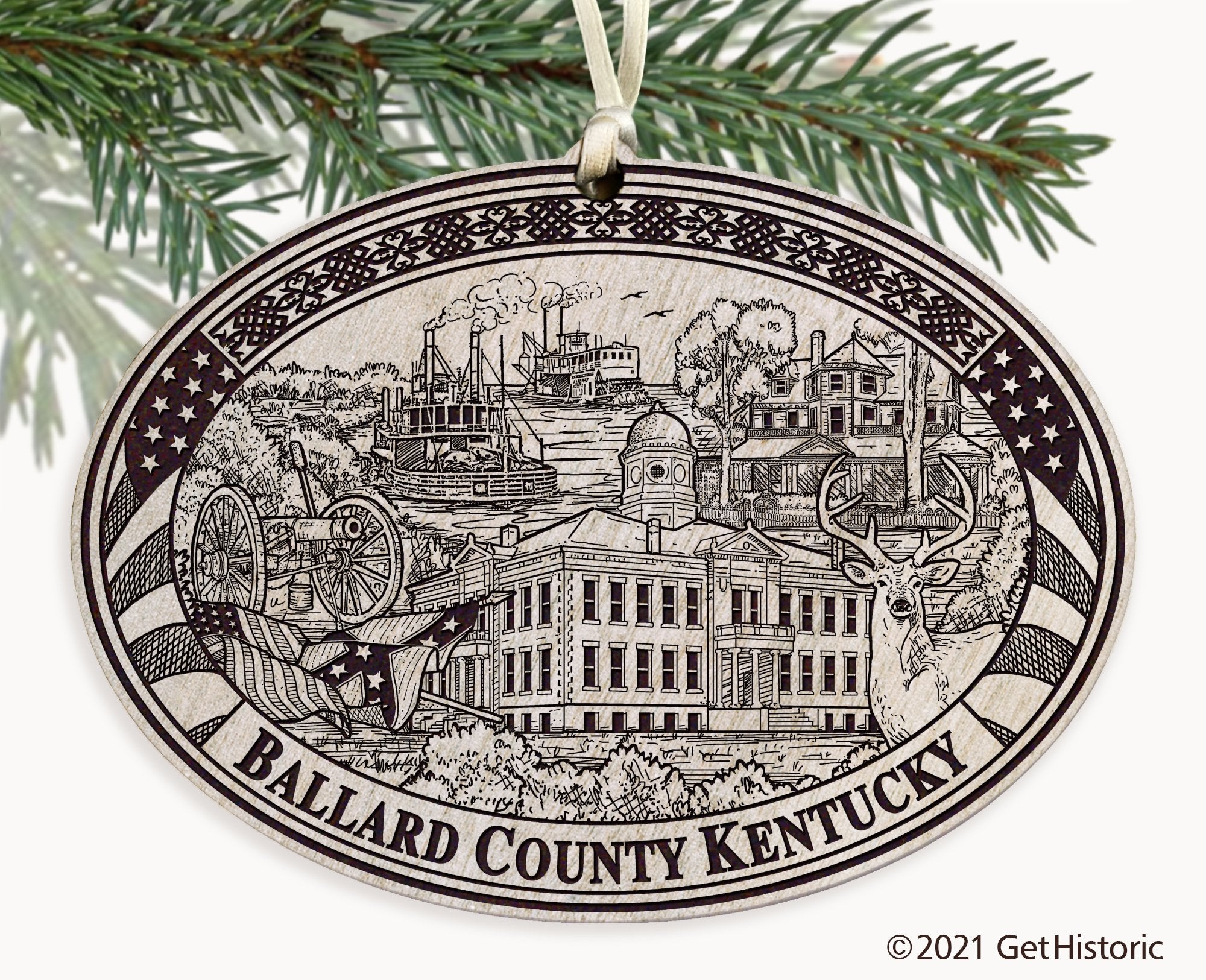 Ballard County Kentucky Engraved Ornament