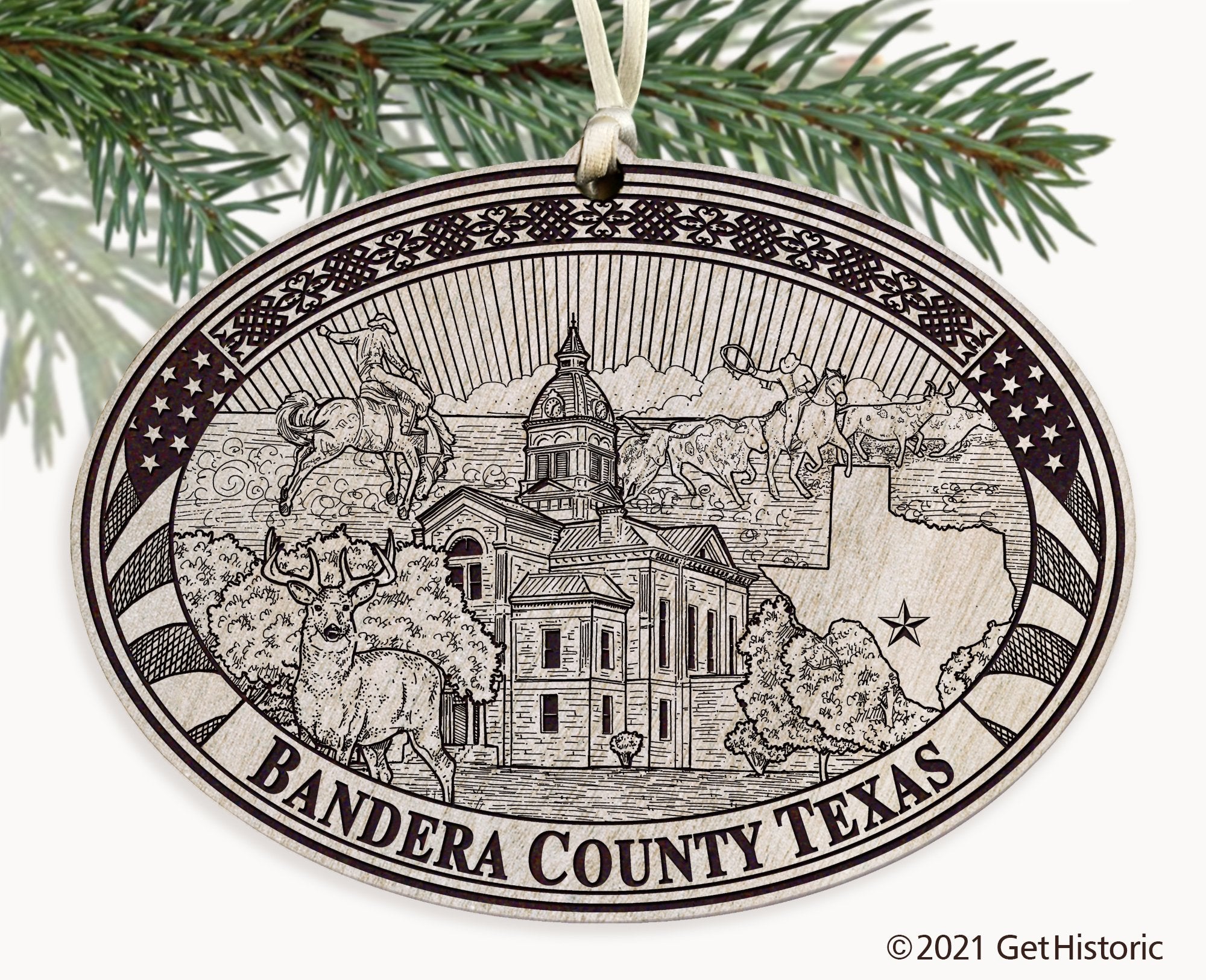 Bandera County Texas Engraved Ornament