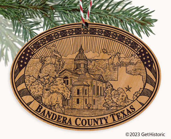 Bandera County Texas Engraved Natural Ornament
