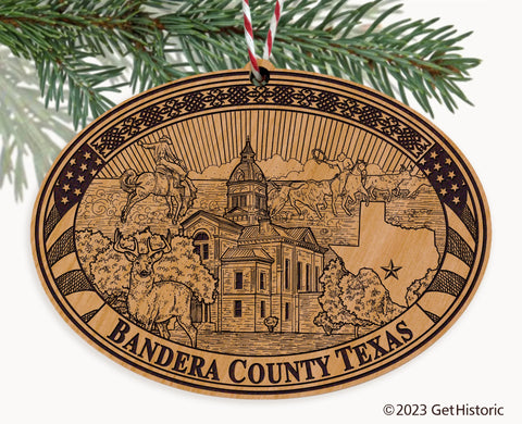 Bandera County Texas Engraved Natural Ornament