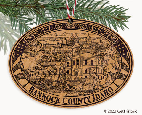 Bannock County Idaho Engraved Natural Ornament