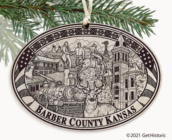 Barber County Kansas Engraved Ornament