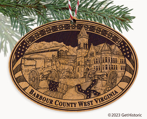 Barbour County West Virginia Engraved Natural Ornament