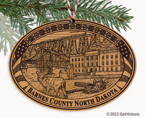 Barnes County North Dakota Engraved Natural Ornament