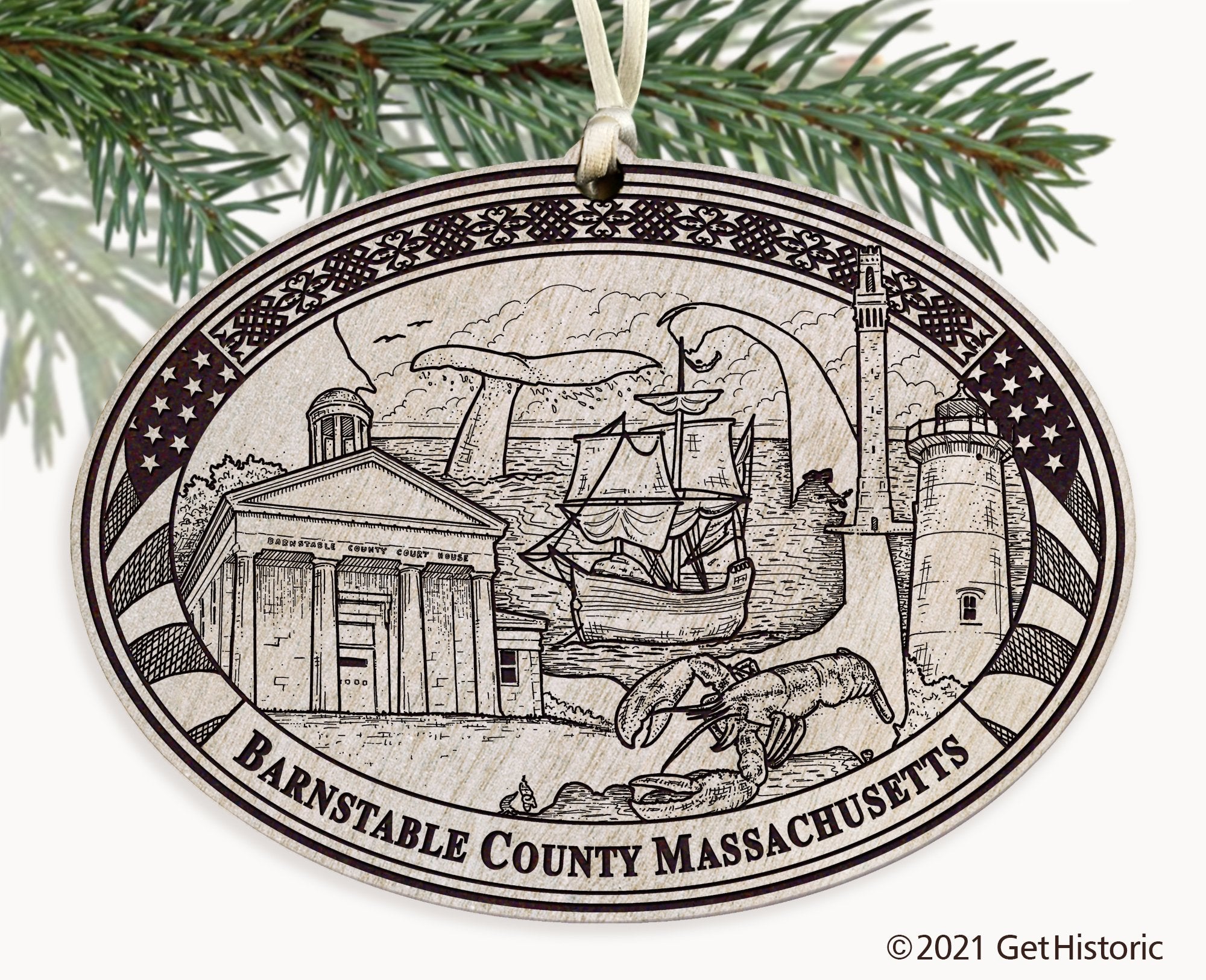 Barnstable County Massachusetts Engraved Ornament