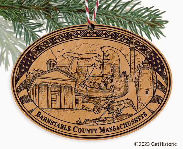 Barnstable County Massachusetts Engraved Natural Ornament