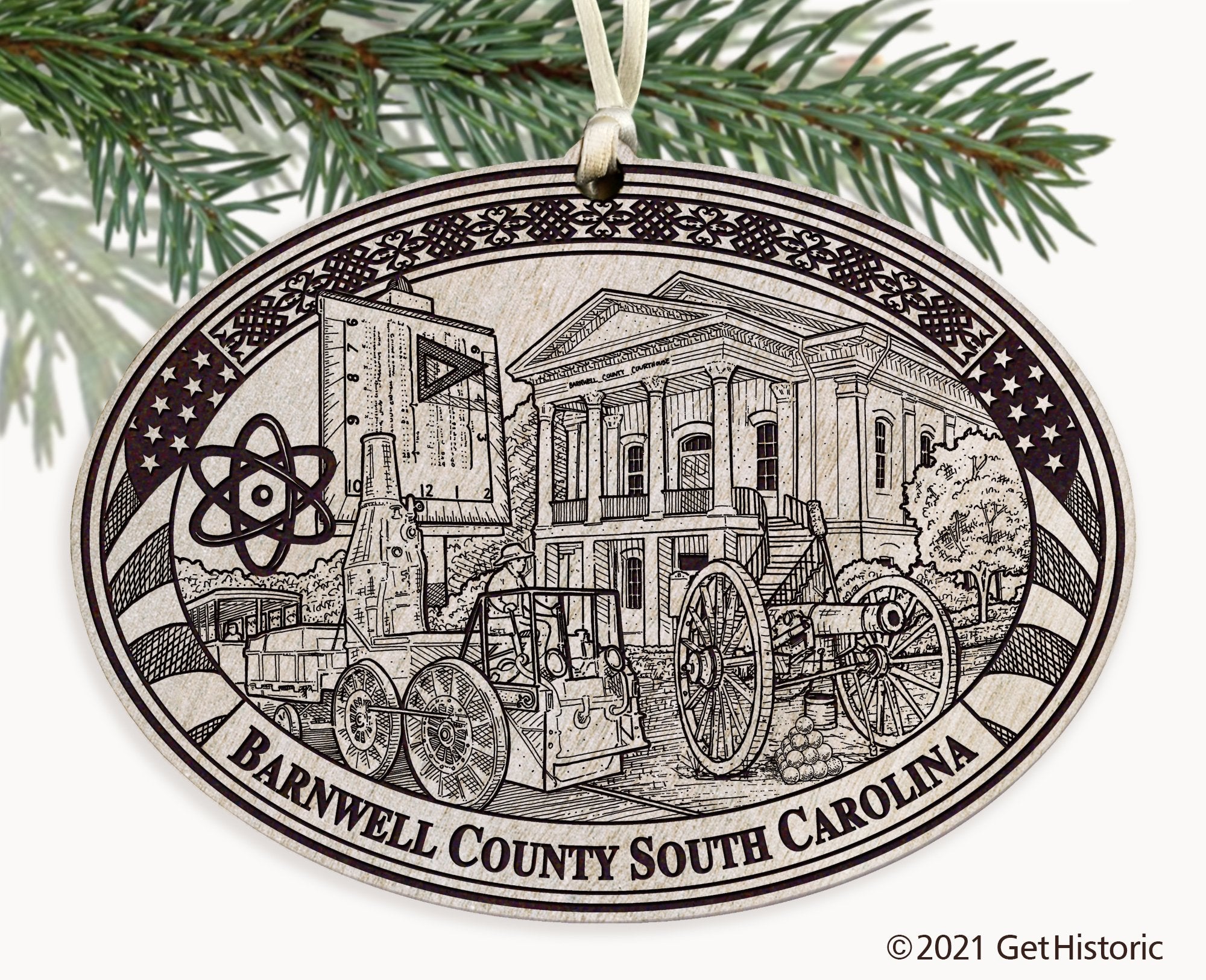 Barnwell County South Carolina Engraved Ornament