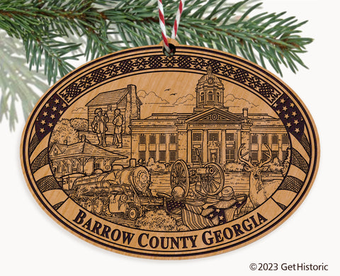Barrow County Georgia Engraved Natural Ornament