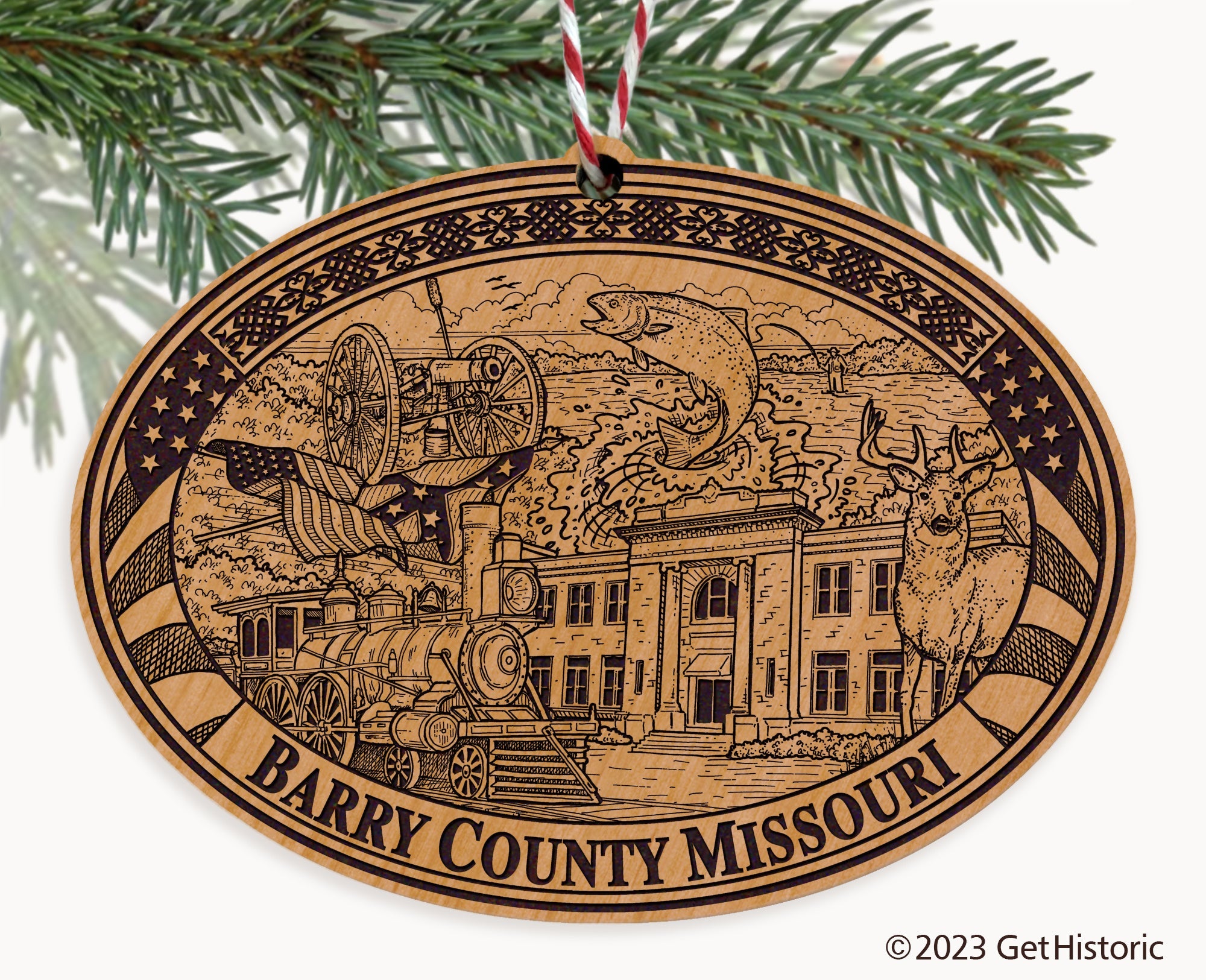 Barry County Missouri Engraved Natural Ornament