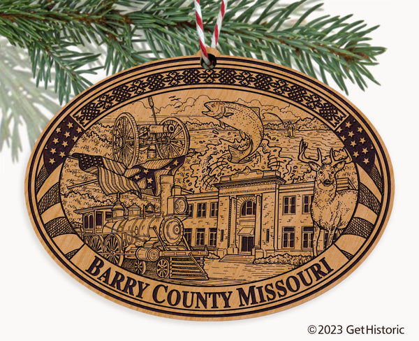 Barry County Missouri Engraved Natural Ornament