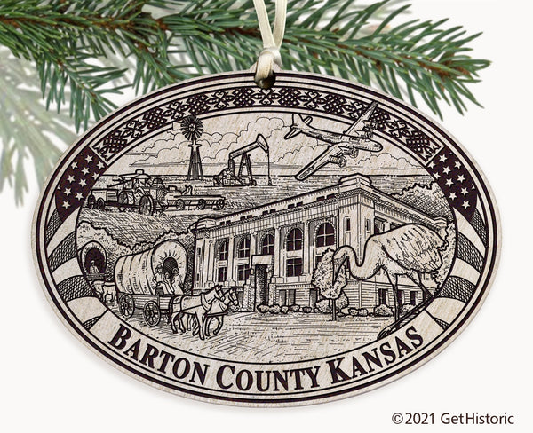 Barton County Kansas Engraved Ornament