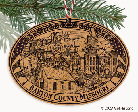 Barton County Missouri Engraved Natural Ornament