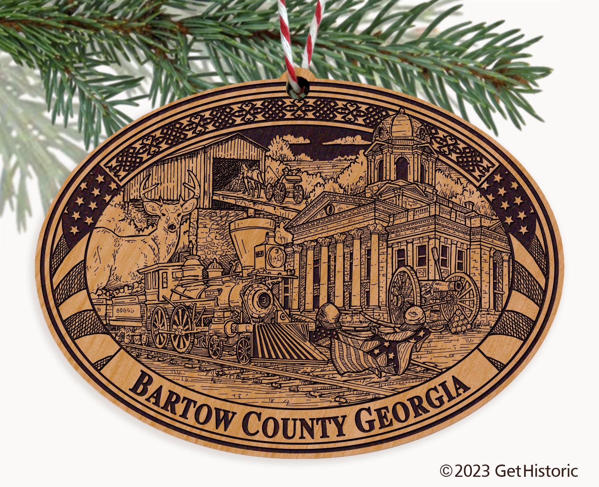 Bartow County Georgia Engraved Natural Ornament