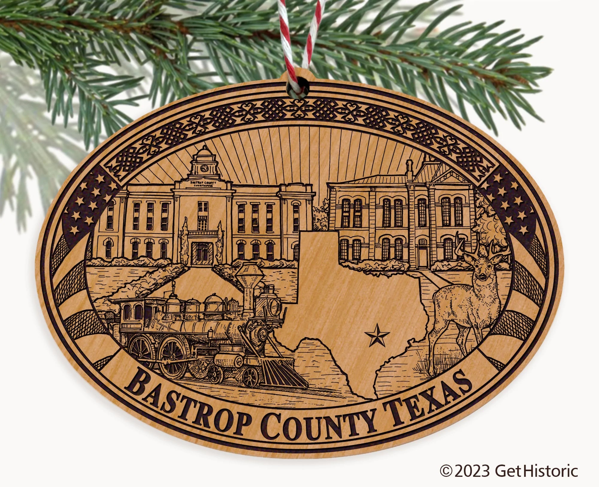 Bastrop County Texas Engraved Natural Ornament