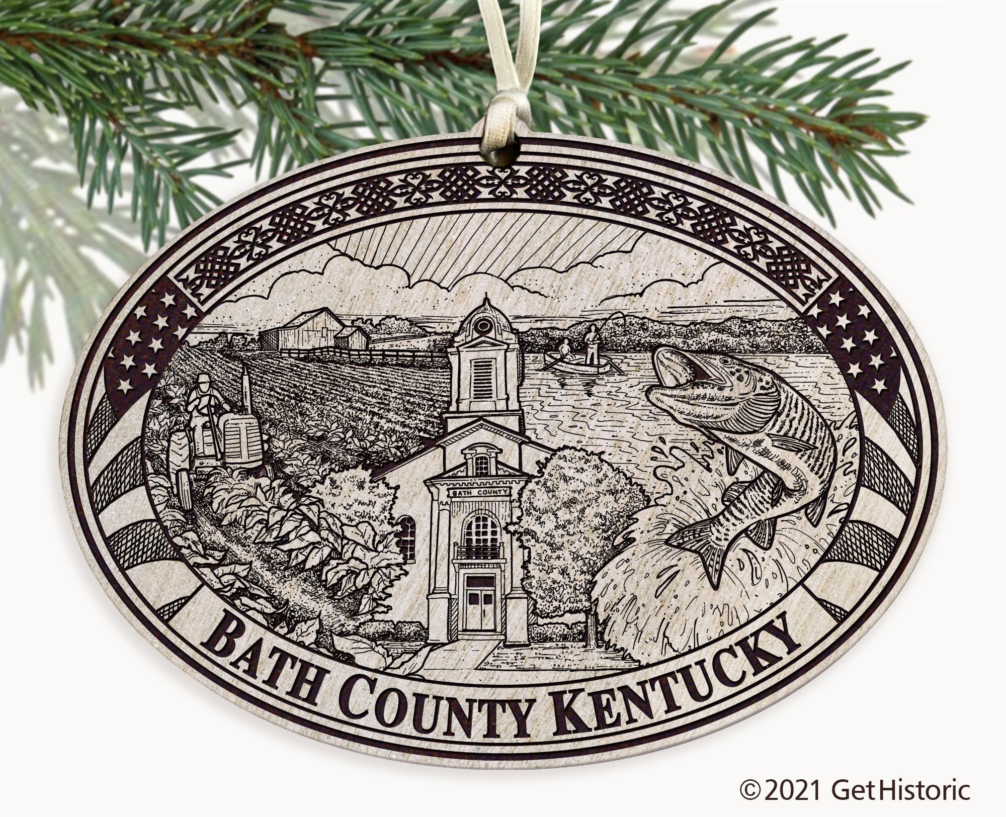 Bath County Kentucky Engraved Ornament