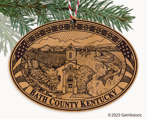 Bath County Kentucky Engraved Natural Ornament