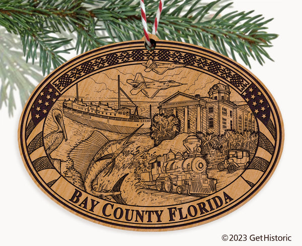 Bay County Florida Engraved Natural Ornament