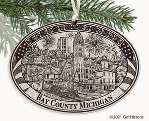 Bay County Michigan Engraved Ornament
