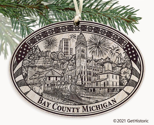 Bay County Michigan Engraved Ornament