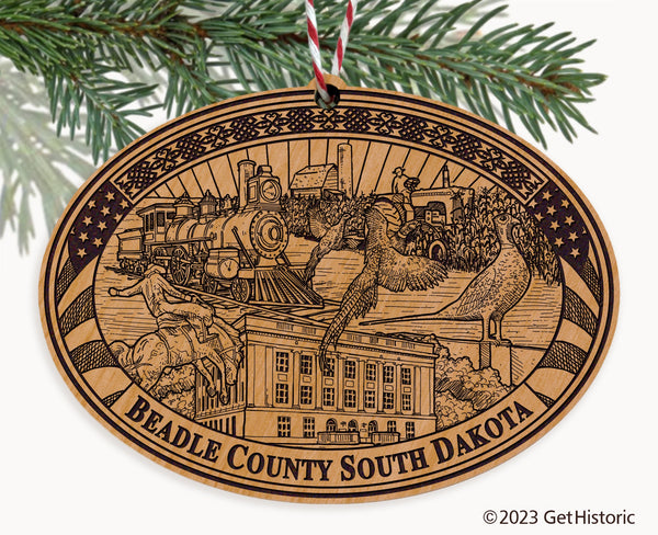 Beadle County South Dakota Engraved Natural Ornament