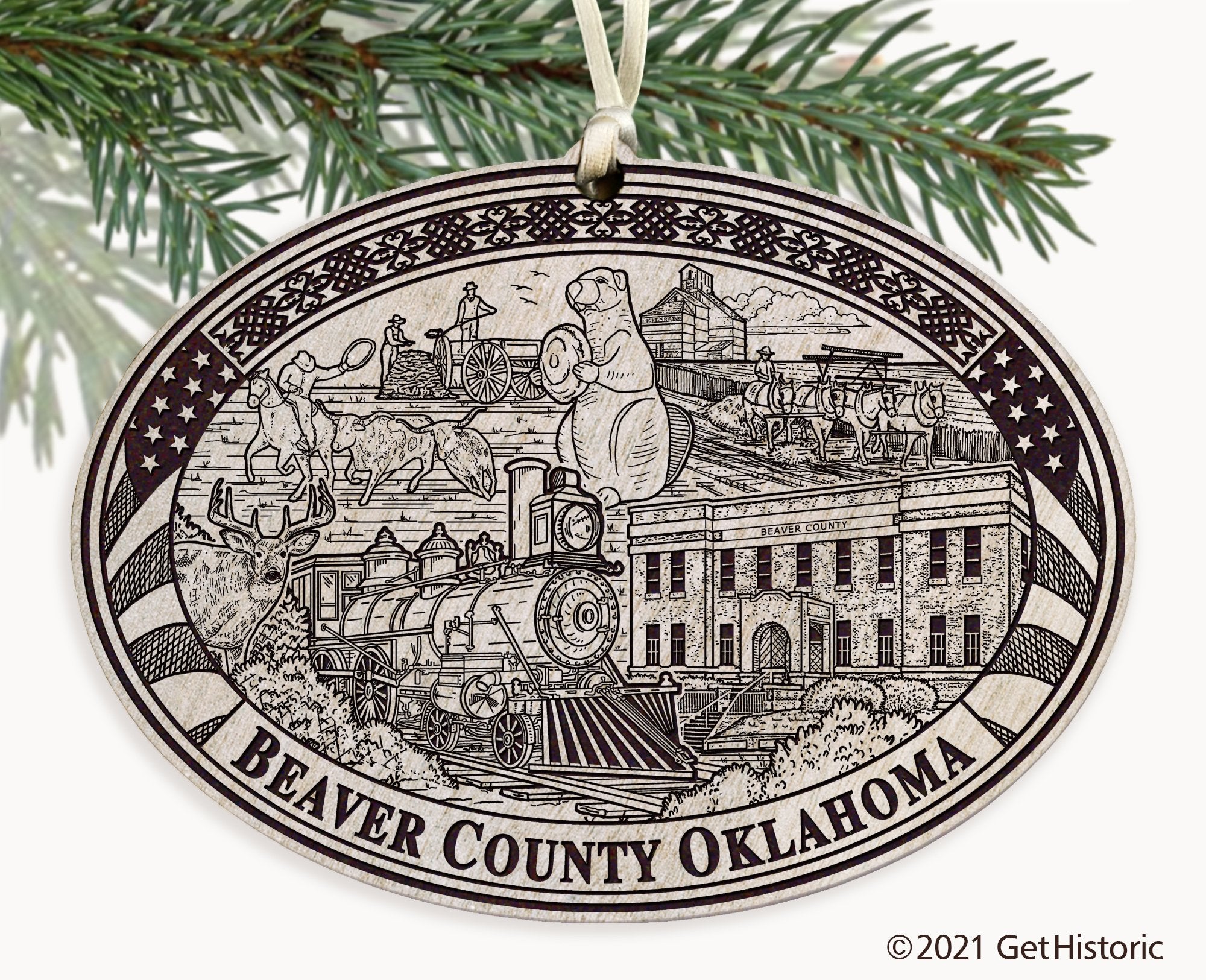 Beaver County Oklahoma Engraved Ornament