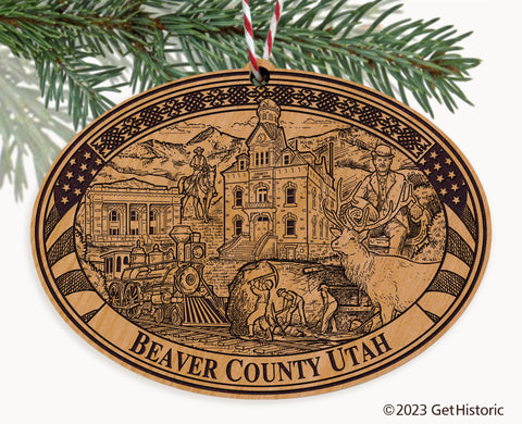 Beaver County Utah Engraved Natural Ornament