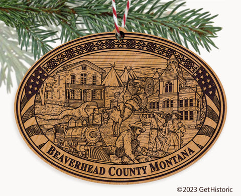 Beaverhead County Montana Engraved Natural Ornament