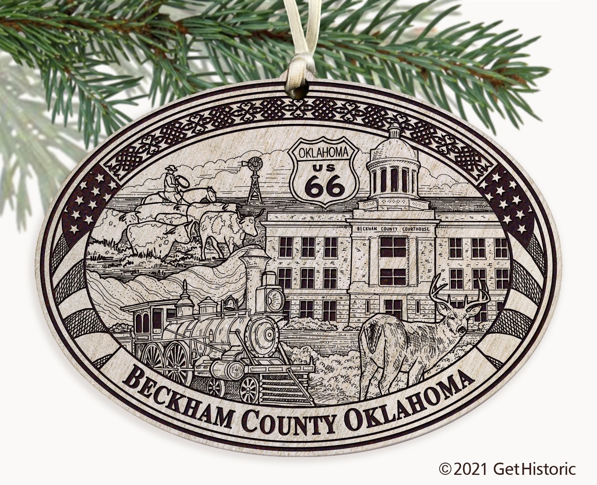 Beckham County Oklahoma Engraved Ornament
