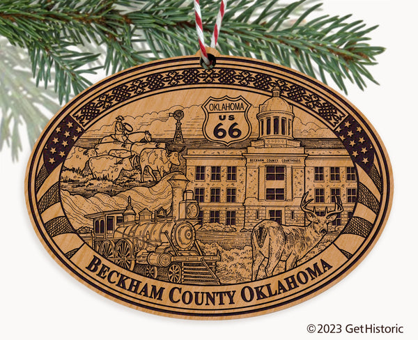 Beckham County Oklahoma Engraved Natural Ornament