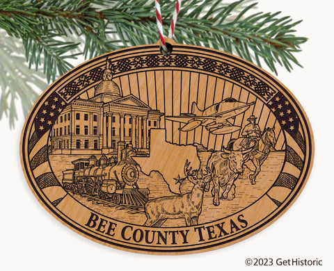 Bee County Texas Engraved Natural Ornament
