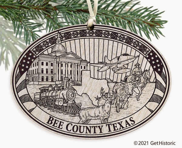 Bee County Texas Engraved Ornament