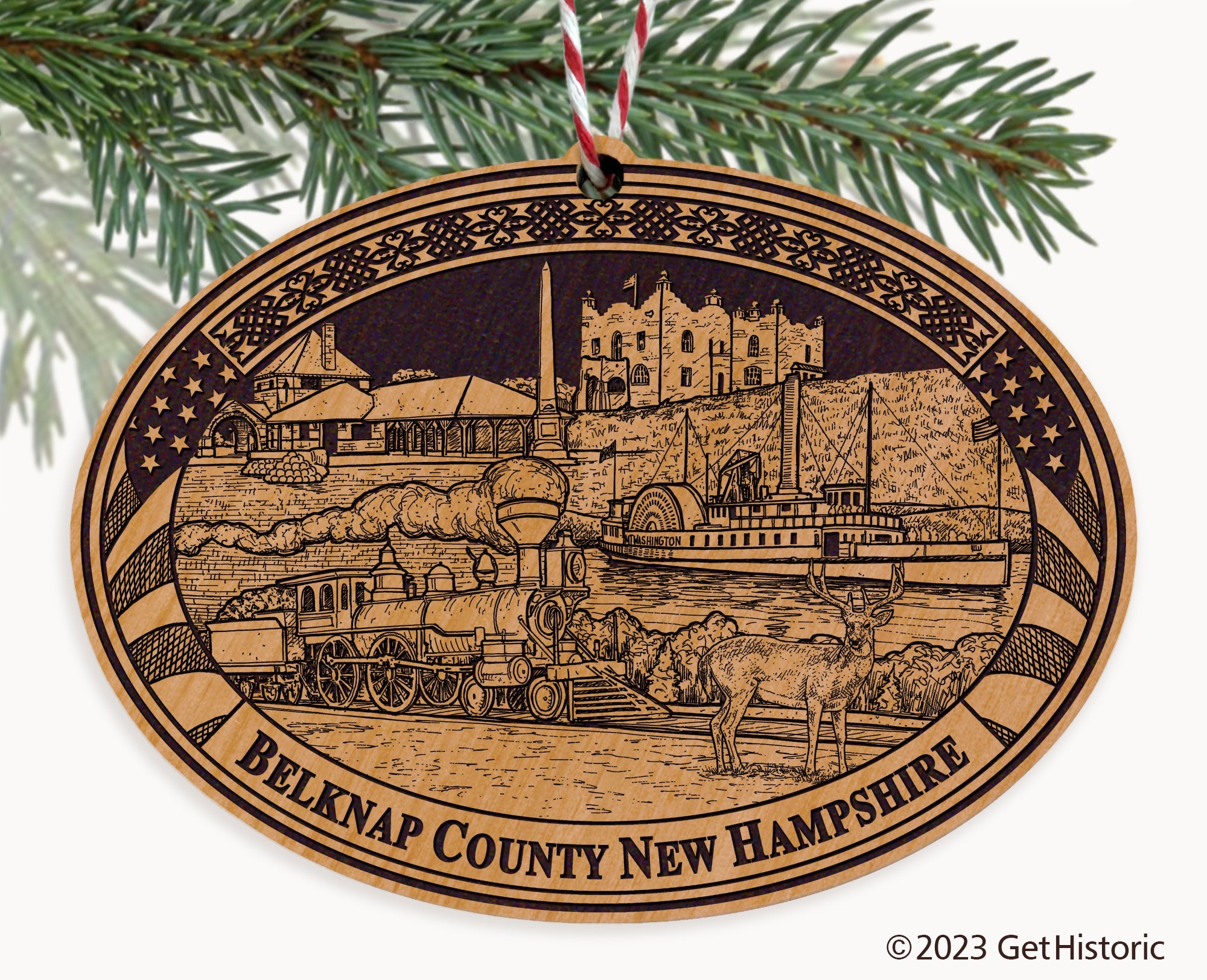 Belknap County New Hampshire Engraved Natural Ornament