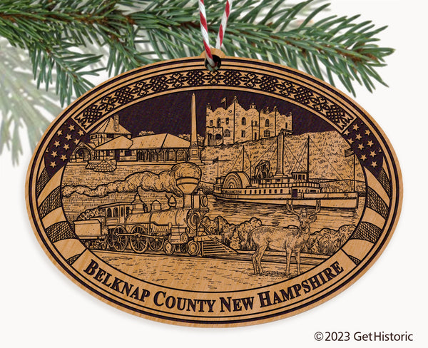 Belknap County New Hampshire Engraved Natural Ornament